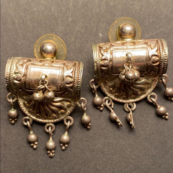 unknown Jewelry - Sensational Antique Indian Silver Earrings